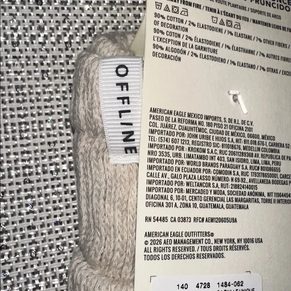 OFFLINE Heather Frost Cream Tan Short Scrunch Tab Logo Cotton Socks